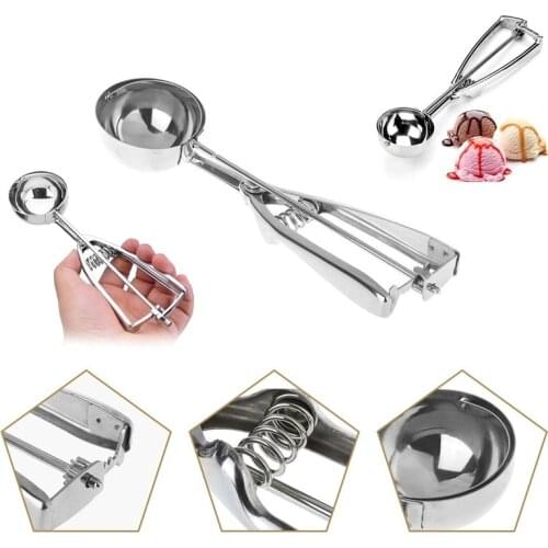 Ice Cream Scoop 4,5,6cm Stainless Steel With Trigger Cookie Scoop Spoon Frozen Cooking Tools Ice Cream Decorating Tool