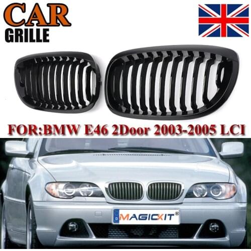 MagicKit 2x For BMW 3 Series E46 Coupe 2003-2005 Facelift Gloss Black Kidney Front Grille