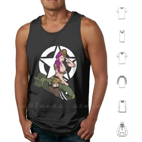 Army Punk Pin Up Tank Tops Vest Sleeveless Pinup Pin Up Sexy Girl Sexy Military Army Ww2 Bomb Punk Woman Airsoft War