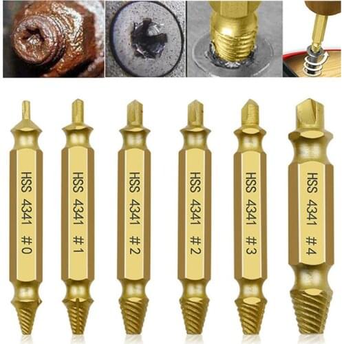 5/6 PCS Damaged Screw Extractor Gold/ Sliver Drill Bit Set Stripped Broken Bolt Remover Easily Take Out Demolition Tools