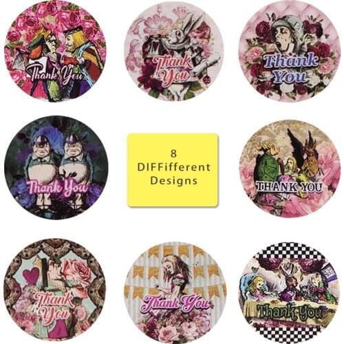 50 labels/wad Thank You Sticker Circular Gothic Style Shop Thank You Shopping Bag Label Handmade Reward Sticker 8 Styles
