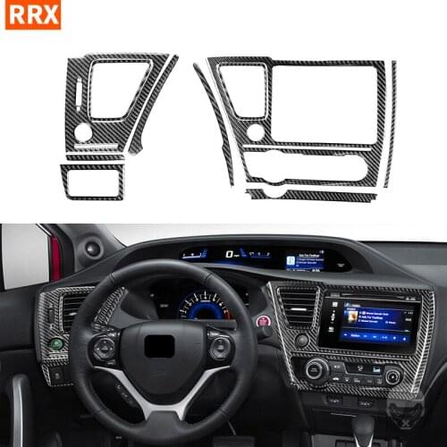 For Honda Civic 9 Coupe Sedan 2013-2015 Carbon Fiber Stickers Navigation Dashboard Panel Central Air Outlet Headlight Switch