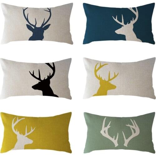 Tops Animal Deer Printed Pillow Case Linen Kids Room Decoration Throw Cushion Cover Home Decor Cojines 30x50cm Dropshipping