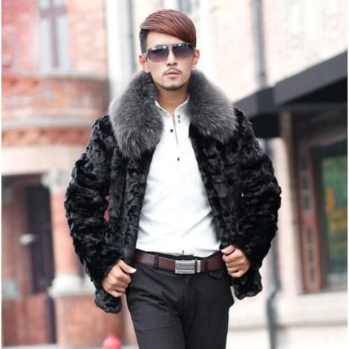 2020 new winter mens faux mink fur coats thicken warm overcoat mens leather jackets and coats fur collar fashion black S - 6XL