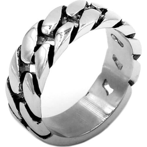 Wholesale Biker Chain Ring 316L Stainless Steel Jewelry Cool Punk Motor Biker Ring Boys Chains Ring For Men Women SWR0724