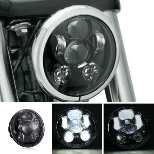 5.75" Motorcycle LED Headlight H4 High Low Beam 5 3/4" Front Driving Headlight Black Chrome Headlamp For Harley Sportster 833