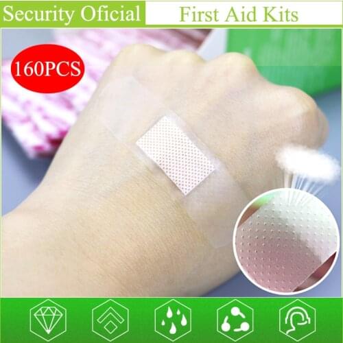 160PCs Transparent Band Aid Breathable Waterproof Adhesive Bandage Wound Dressing Outdoor Sport First Aid Emergency Kit For Kids