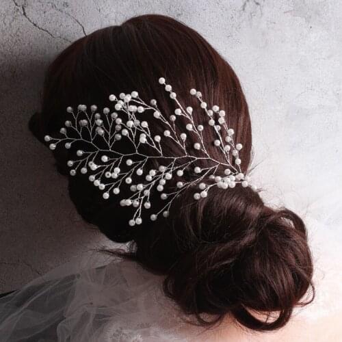 Luxury Bridal Hair Jewelry Pearl Crystal Leaf Bride Hair Clips Wedding Hair Accessories Flower Headdress Headbands Gift