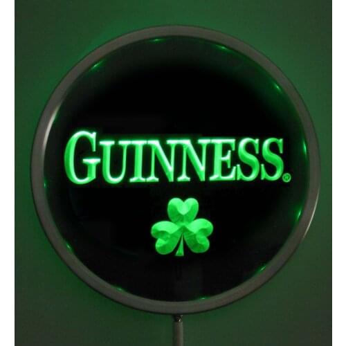 Rs-a0095 Guiness Shamrock LED Neon Round Signs 25cm/ 10 Inch - Bar Sign with RGB Multi-Color Remote Wireless Control Function