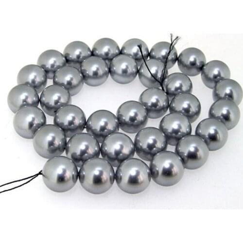 Dark Grey Color Round Seashell Pearl Loose Beads 14inches One Full String AA 12MM DIY Jewelry For Necklace LS3-093
