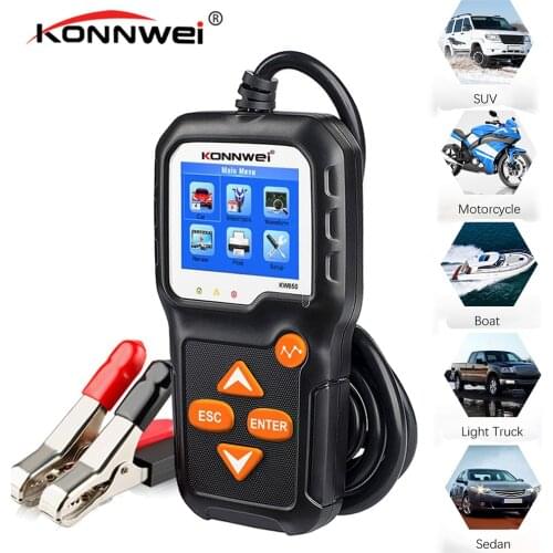 KONNWEI KW650 12v 6v Car Battery Tester Motorcycle Auto Battery System Analyzer 100 to 2000 CCA Car Quick Cranking Charging Tool