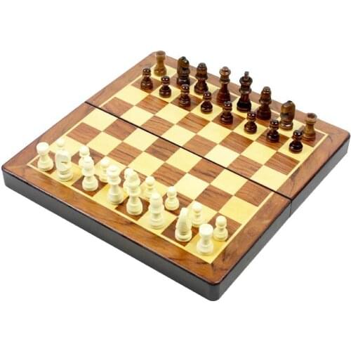 High Quality Folding 2In1 Chess And Checkers Set Wooden Chess Pieces Solid Wood Chessboard Entertainment Thinking Toy Board Game
