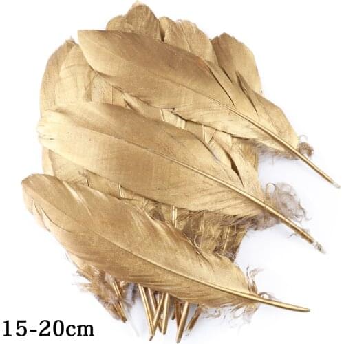 10Pcs Spray Gold Big Goose Feathers Wedding Jewelry Making Carnival Decoration High Quality Plumes For Crafts 15-20CM Wholesale