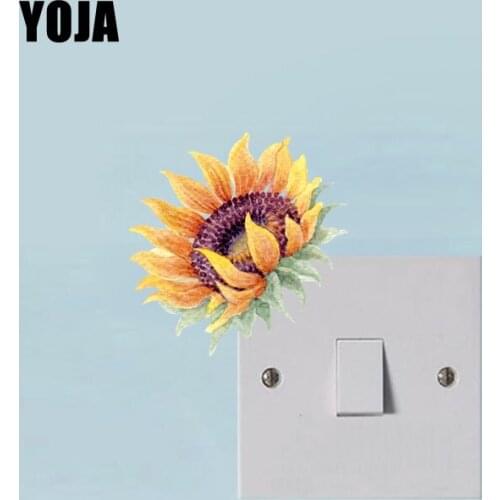 YOJA Pastoral Lovely Sunflower PVC Switch Sticker Leisure Life Cartoon Style Wall Decal 15SS0176
