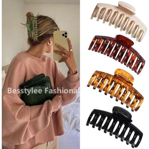 Simple Style Hair Claws Solid Color Hair Clips Hairpins Claw Clip Barrette Headwear for Women Girls Ponytail Hair Accessories