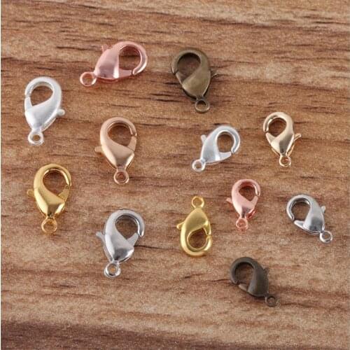 1pack Lobster Clasps for Bracelets Necklaces 10-21mm Hooks Chain Closure Findings Accessories for Jewelry Making Wholesale