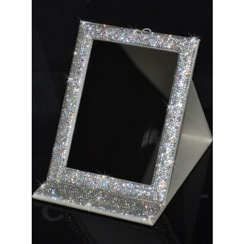 Bling Rhinestones Make Up Mirror Foldable Portable Small Fashion Home Car Interior Mirror Table Decorative Mirror Pink Vintage