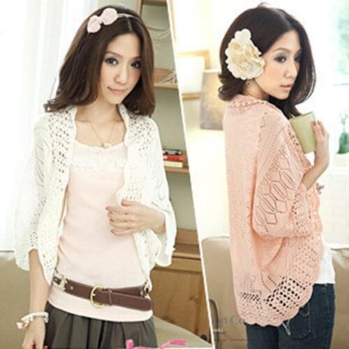 One Size Womens Bat Sleeve Wrap Shrug Bolero Loose Sheer Summer Sweater Girls Cape Jacket