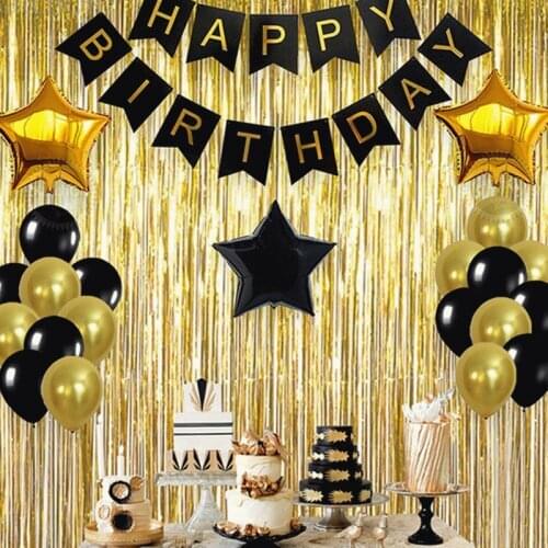 Gold Tissue Paper Letter Hanging Garlands Happy Birthday Banner Boy Girl Baby Shower Decoration Party Supplies Decoration 1set