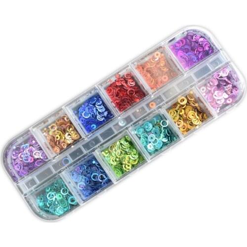 1 Case Hollow Ring Circle Nail Glitter Nail Art Decoration Body Art Bubble Nail Glitter Holo Festival Accessories Party Supplies