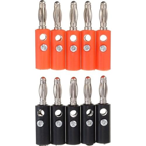 10pcs/lot Silver Plated Audio Speaker Wire Cable Banana Plugs Connectors 4mm Banana Plug Audio Speaker Connector Adapter