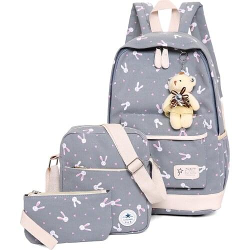 3pcs/set Printing School Bags Women Backpack Schoolbag Fashion Kids Lovely Backpacks For Children Girls School Student Mochila