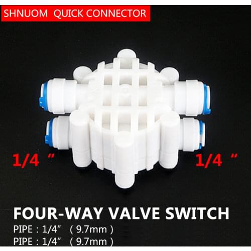 4 Way 1/4" Port Auto Shut Off Valve For Reverse Osmosis Water Filter System Tetrahedral valve Pressure Regulator Aquarium