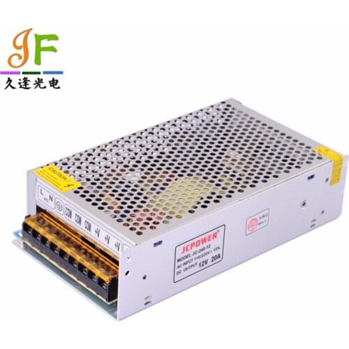 Fast shipping 5pcs Adapter AC110/220V to LED DC12V 20A iron cover Power Supply Transformer for LED CCTV,3528 5050 RGB LED strip
