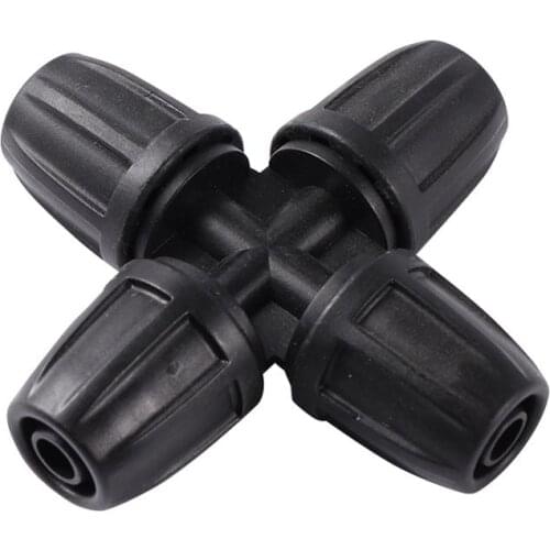Aquarium irrigation Plastic Lock Nut 4-way connector 8/11mm hose connector garden plug water pipe connector 5 Pcs