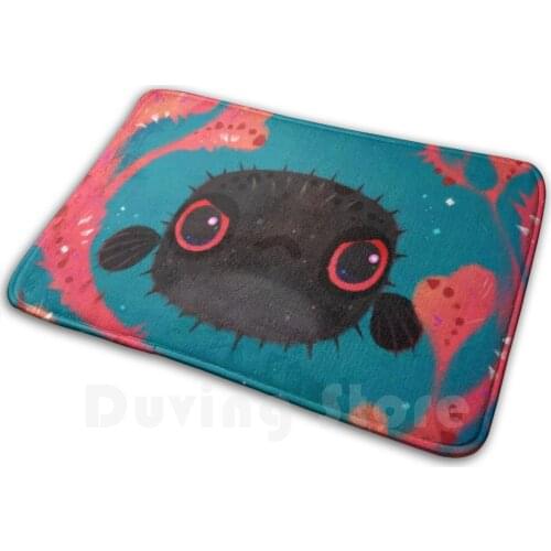 Angry Puffer Soft Non-Slip Mat Rug Carpet Cushion Puffer Boxfish Fish Coral Flower Angry Ocean Sea Marine Life Salt