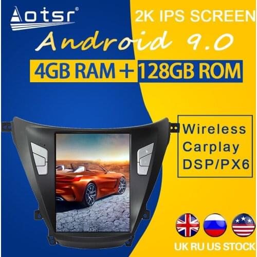 For Hyundai Elantra Avante 2012 Android 9.0 Tesla Radio 2013 - 2016 PX6 128GB ROM Car GPS Navigation Multimedia Player