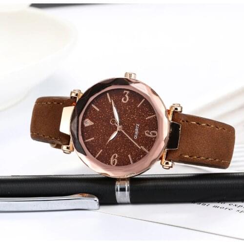 Korean version of the new trend diamond-studded silver powder frosted belt watch explosion style fashion simple quartz womens
