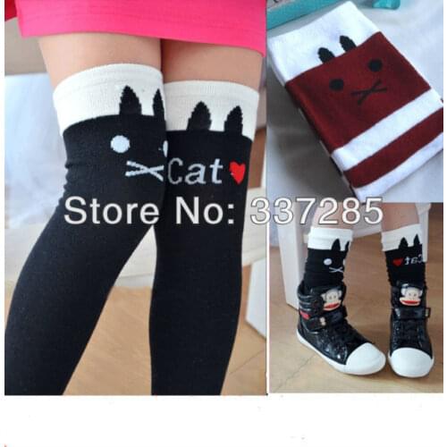 Childrens cartoon cat tube socks over-the-knee their leg warmers private silk stockings students knee socks
