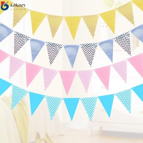 12 Flags 18cm Rose Gold Garlands Birthday Bunting Banners Pennant Baby Shower Wedding Garland Flags Party Decoration Supplies