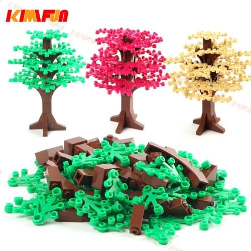 Bricks Creator MOC Forest Green Bush Flower Grass Tree Plants Garden Scenes Accessories Building Blocks Toys