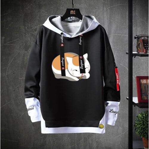Anime Natsume Yuujinchou Hooded Teenagers cosplay Costume Cartoon coat Unisex Fake Two-Piece Hoodies Sweatshirt Casual jacket