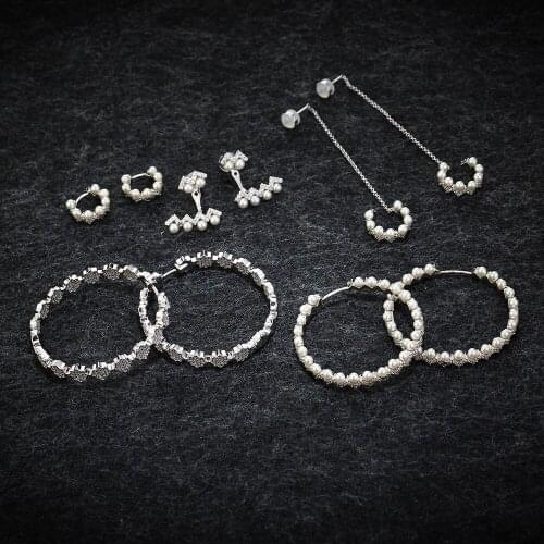 LIDU High Quality 925 Silver Bar Wave Pearl Earrings Multicolor Monaco Jewelry Gifts For Friends Factory Direct