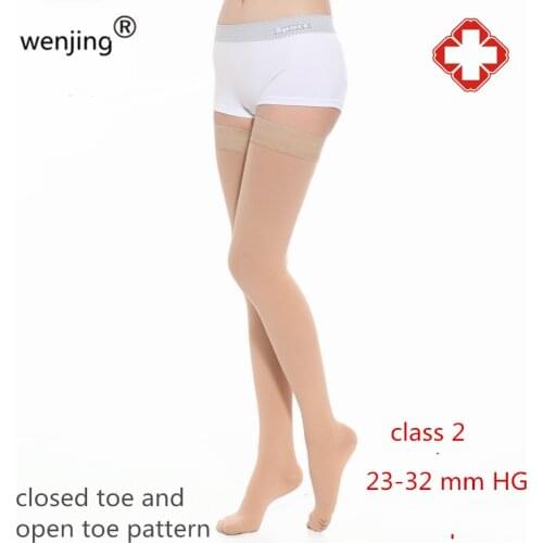Wj422 Medical Compression Socks Varicose Veins Socks 30 mm Hg Elastic Nursing Socks Third Grade Compression Over Knee Socks