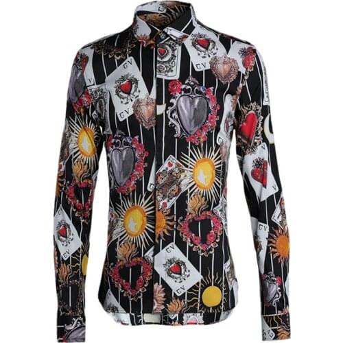 100% Cotton Flower Men Shirt Luxury Fashion Parker Printing Mens Dress Shirt Camisa Masculina Mens Shirts Casual Slim Fit