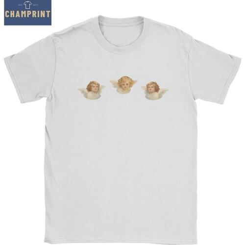 Angel Three Cherubs T-Shirt for Men Kawaii Vintage 100% Cotton Tees Crew Neck Short Sleeve T Shirts Original Clothes