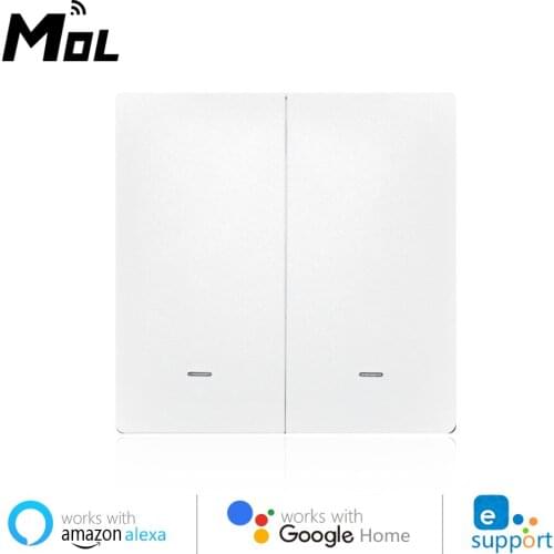 EWeLink Wifi Wall Switch 2 Gang UK No Neutral Wire Required Switches Smart Single Wire Wall Switch Works Alexa D1UK1C