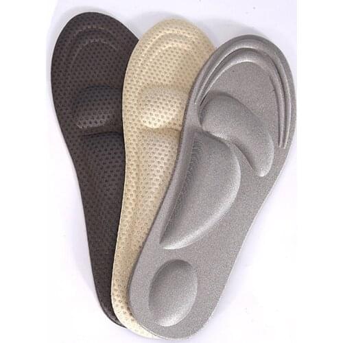 1Pair 4D Memory Foam Orthopedic Insoles For Shoes Arch Support Solid Color Breathable High Elastic Flat Feet Care Pad Shoe Soles