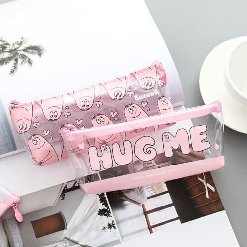 Creative Transparent Pencil Case Etui Cute Clear Pencil Bags Pen Box Kawaii Pink Pen Case For Girls Korean Stationery