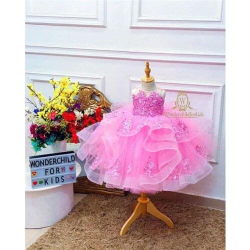 Infant Kids Girls Princess Pink Dress Evening Tutu Dresses Baby Girl Clothes Long Dress Birthday Party Vestido Wear 1-14Years