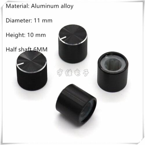 5 Piece 11X10MM Black Aluminum Alloy Knob Cap Potentiometer Speed Control Switch Knob Suitable For Half Shaft 6MM