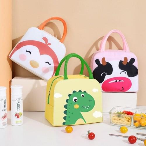 Lunch Bag Cooler Tote Portable Insulated Box Funny Cartoon Kids Bento Cooler Bags Breakfast Food Box Portable Picnic Travel