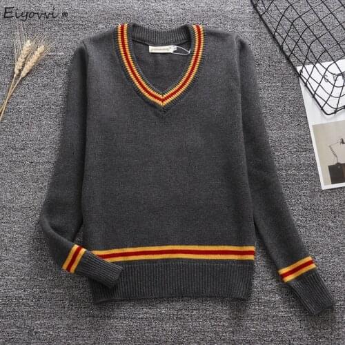 Chic V-Neck Knitted Sweater Women Autumn Oversized Cos Daily Patchwork Print School Uniform Cotton Vest Pullover Europe Style