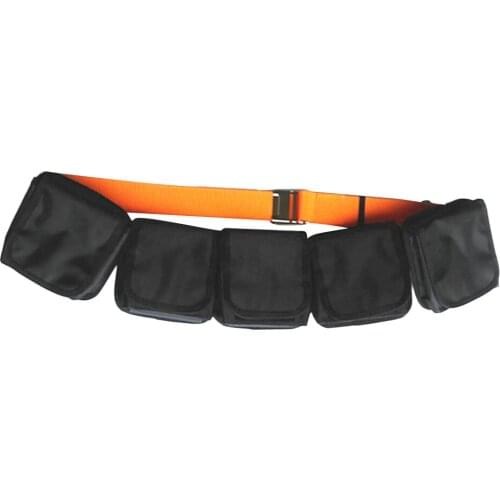High Strength 59" 5 Pocket Pouch Weight Belt Webbing Strap With Stainless Steel Buckle For Scuba Diving Free Diving