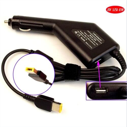 20V 3.25A Laptop Car DC Adapter Charger +USB for Lenovo Thinkpad E531 E431 T440S T440 X230s X240 X240s G400 G405 G500 G505
