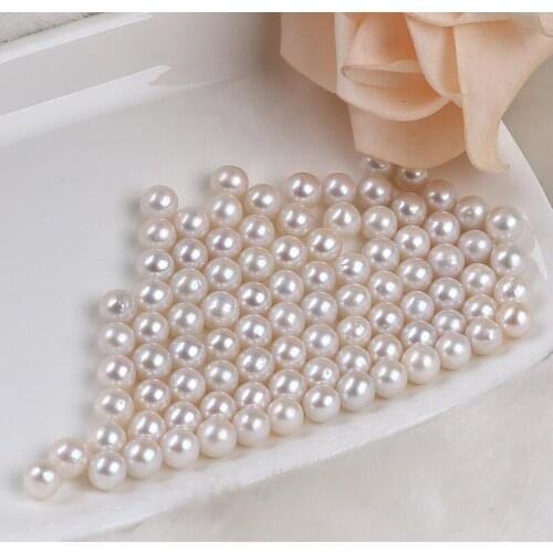 Wholesale 6-7mm natural white round freshwater loose pearls no hole for making jewelry